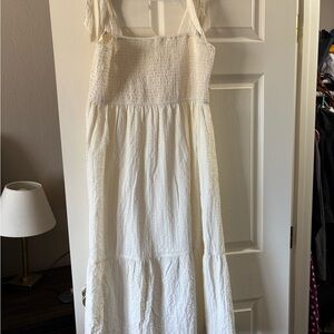 Cream Midi Sundress with Spaghetti Straps